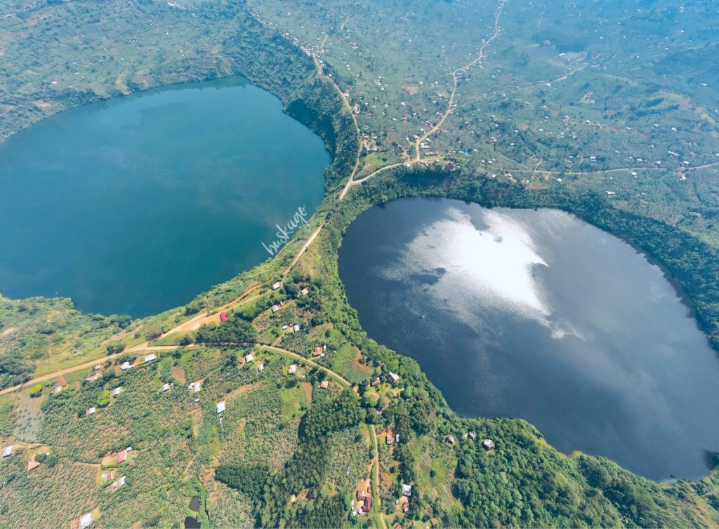 Twin Lake in the way to Cyanika Border during our Rwanda Uganda Safaris
