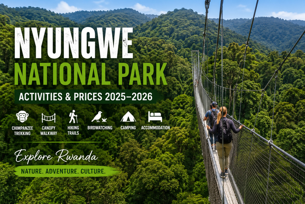 Nyungwe National Park canopy walkway experience in Rwanda rainforest the Nyungwe National Park Activities & Prices 2025–2026 | Chimpanzee Trekking Rwanda